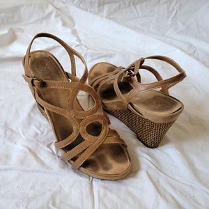 Kelly and Katie tan wedge sandals